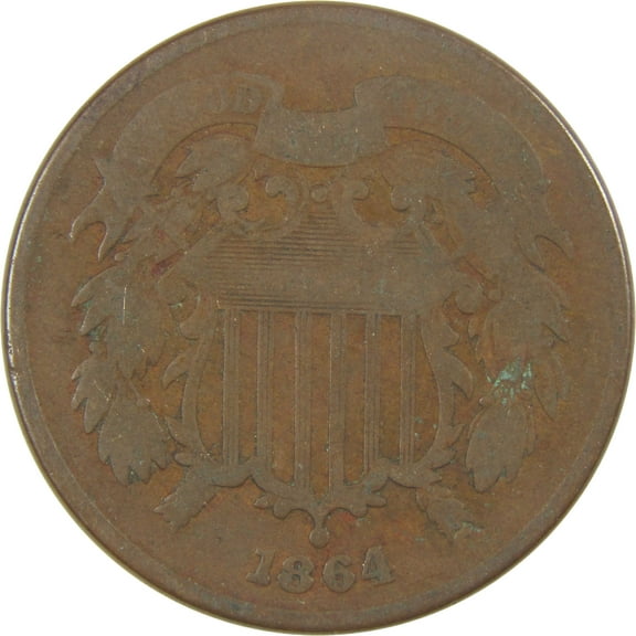 1864 Large Motto Two Cent Piece G Good 2c Coin