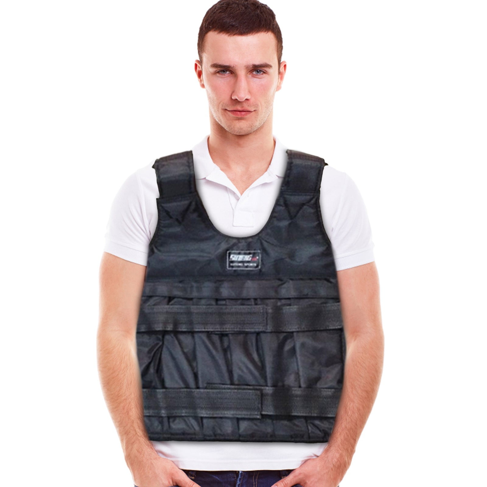 FEISHENTT Adjustable Weighted Vest Up to 110LB Workout Weight Vest Exercise Training Fitness Jacket Running Vest for Man Woman (Not Including Sand and Steel) Black 60x42cm
