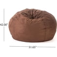 thumbnail image 3 of 5-Foot Comfortable High-Density Shredded Foam Bean Bag Chair with Removable Microsuede Cover, Ideal Reading and Bedroom Floor Lounge Chair for Kids and Adults, Brown, 3 of 5