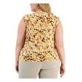 thumbnail image 2 of KASPER Womens Yellow Cut Out Twisted Neck Lined Printed Sleeveless Wear To Work Top Plus 2X, 2 of 4