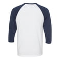 thumbnail image 3 of Unisex Three-Quarter Sleeve Baseball Tee Color White/ Navy Medium Size, 3 of 4