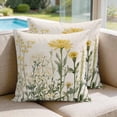 thumbnail image 2 of Pillow Covers 20x20 Set of 2, Yellow Spring Floral Square Throw Pillow Covers for Couch/Sofa/Living Room, Summer Botanical Flowers Rustic Decorative Soft Pillowcases for Couch Throw Pillows, 2 of 9