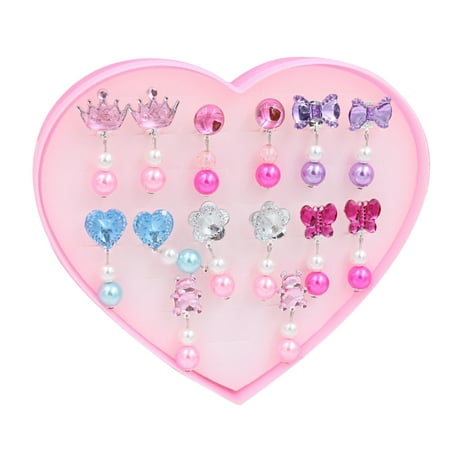 - 7 Pairs Kids Clip-on Earrings Girls Play Ear Clip Decorations Party Favors (Acrylic)