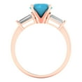 thumbnail image 4 of Three-Stone Engagement Ring for Women - 2ct Simulated Turquoise in 18K Rose Gold Promise Ring, 4 of 6