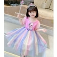 thumbnail image 4 of Little Girls Elsa Princess Dress Summer Short Sleeve Costume Halloween Cosplay Dress up, 4 of 6