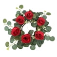 thumbnail image 6 of perfk Artificial Rose Flower Candle Wreath for Ceremony Gift Cafe Red, 6 of 10