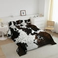 thumbnail image 2 of Psoiuetr Brown Rustic Cowhide Comforter Set Full 3 Pieces Black White Cow Skin Print Western Farmhouse Bedding Set, 2 of 5