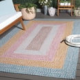 thumbnail image 4 of SAFAVIEH Braided Kent Geometric Machine Washable Reversible Area Rug, Aqua/Pink, 6' x 9', 4 of 19