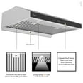 thumbnail image 3 of Awoco 36 Inch Stainless Steel Under Cabinet 6 Speeds 900 CFM Range Hood with Tempered Glass Touch Panel, 3 of 7