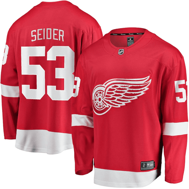 Moritz Seider Detroit Red Wings NHL Fanatics Breakaway Home Jersey, Medium