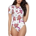 thumbnail image 1 of Fotbe Purple Mushroom Body de Mujer con Cuello Redondo y Mangas Cortas, Sin Mangas Ajustado, Suave, Cómodo y Básico-XX-Large, 1 of 7