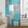 thumbnail image 6 of Turquoise Grey Ombre Sheer Curtains 63 Inches Long, Abstract Vintage Oil Painting Light Filering Curtains, Breathable Simi Curtain Privacy Drapes for Living Room Bedroom Lightweight Window Treatment, 6 of 9