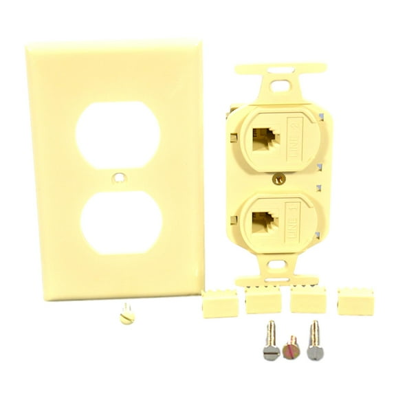 Leviton Duplex Ivory Flush Phone Jack 110-type Voice 4-wire Type 106 41364-IDI