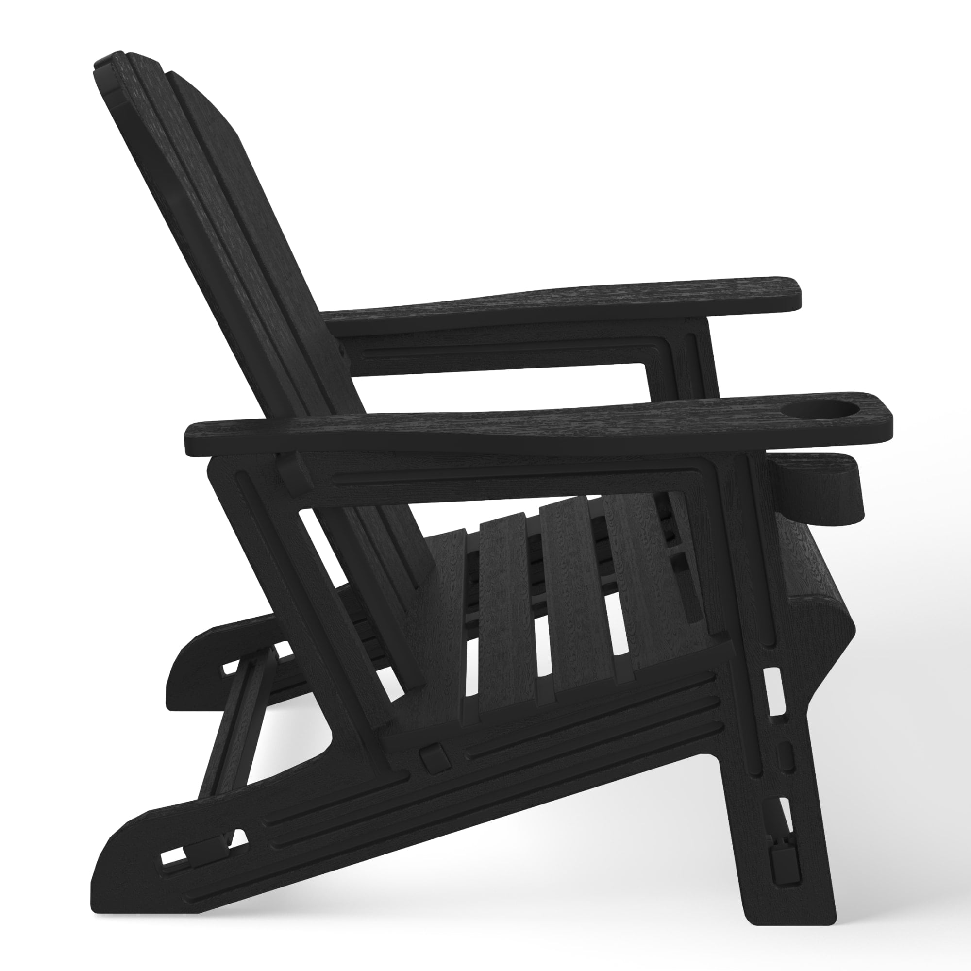 WestinTrends Tool-Free Assembly Outdoor Patio HDPE Plastic Adirondack Chair with Cup Holder, Black