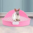 thumbnail image 1 of Caja de arena triangur para conejos, entrenador de inodoro, orinal para mascotas con rejil para hámster, Chinchil, suministros para jau de Rosado Salvador  bandeja de arena para conejos, 1 of 7