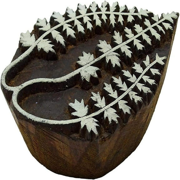 Wooden Block Decorative Tree Carved Textile Stamp Collectible Blocks