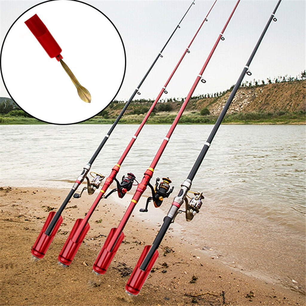 1pc Fishing Rod Stand Pole Holder Insert Ground Spiral Metal Stand Support Tool 
