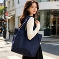 thumbnail image 4 of Dyegold Solid Color Foldable Nylon Shoulder Tote Bag with Zipper Closure and Large Capacity for Travel Work Shopping, 4 of 6