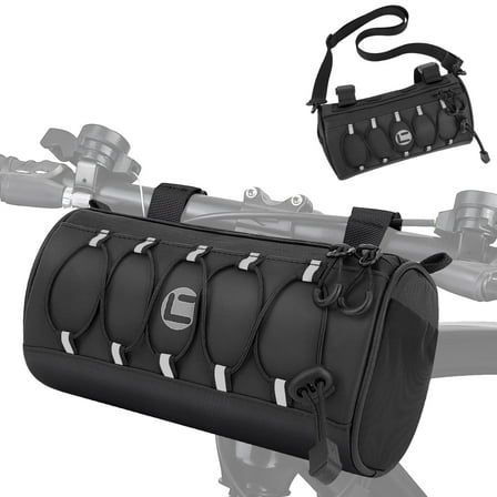 Autowt Medium Handlebar Bag with Waterproof Zipper for Cycling, 2.2L Capacity (Black)