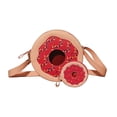 thumbnail image 1 of SET de 2 Piezas: BOLSA y MONEDERO en forma de DONA DE FRESA CON CHISPAS , Diseño de Comida PAN DULCE, Correa Ajustable, Moda Kawaii, Novedoso y Encantador, Color Rosa., 1 of 5