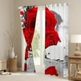 thumbnail image 3 of 3D Red Rose Blackout Curtains for Living Room, White Red Grey Curtains, Romantic Farmhouse Floral Window Curtains, Botanical Flower Petals Darkening Curtains Valentine's Day Window Treatments 52"X63", 3 of 5