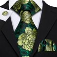 thumbnail image 3 of Set de corbatas Barry.Wang con estampado floral de seda, 150 cm, con gemelos, 3 of 7