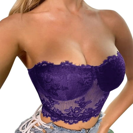 

BSDHBS Lingerie Women s Lace Back Wrap Chest Bra with Base Underwear Size L