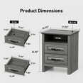 thumbnail image 2 of CHITOOMA 2-Drawer Nightstand with Charging Station, Farmhouse Bedside Table with Open Shelf, Small Wood End Table for Bedroom Living Room, Gray, 2 of 11