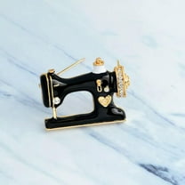 K-KED 1pc Sewing Machine Black Enamel Collar Brooch Pin Women Delicate Jewelry Arts Crafts Gift