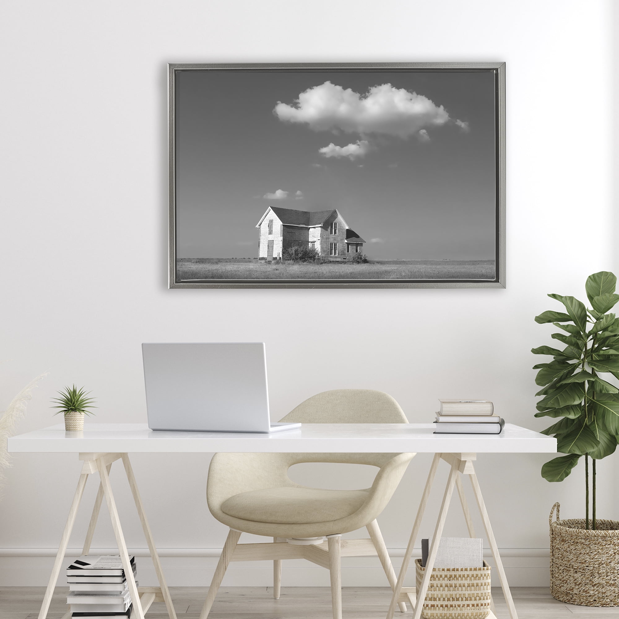Stupell Industries Solitary Erstwhile Cottage Gray Framed Floater Canvas Wall Art, design by Steve Toole