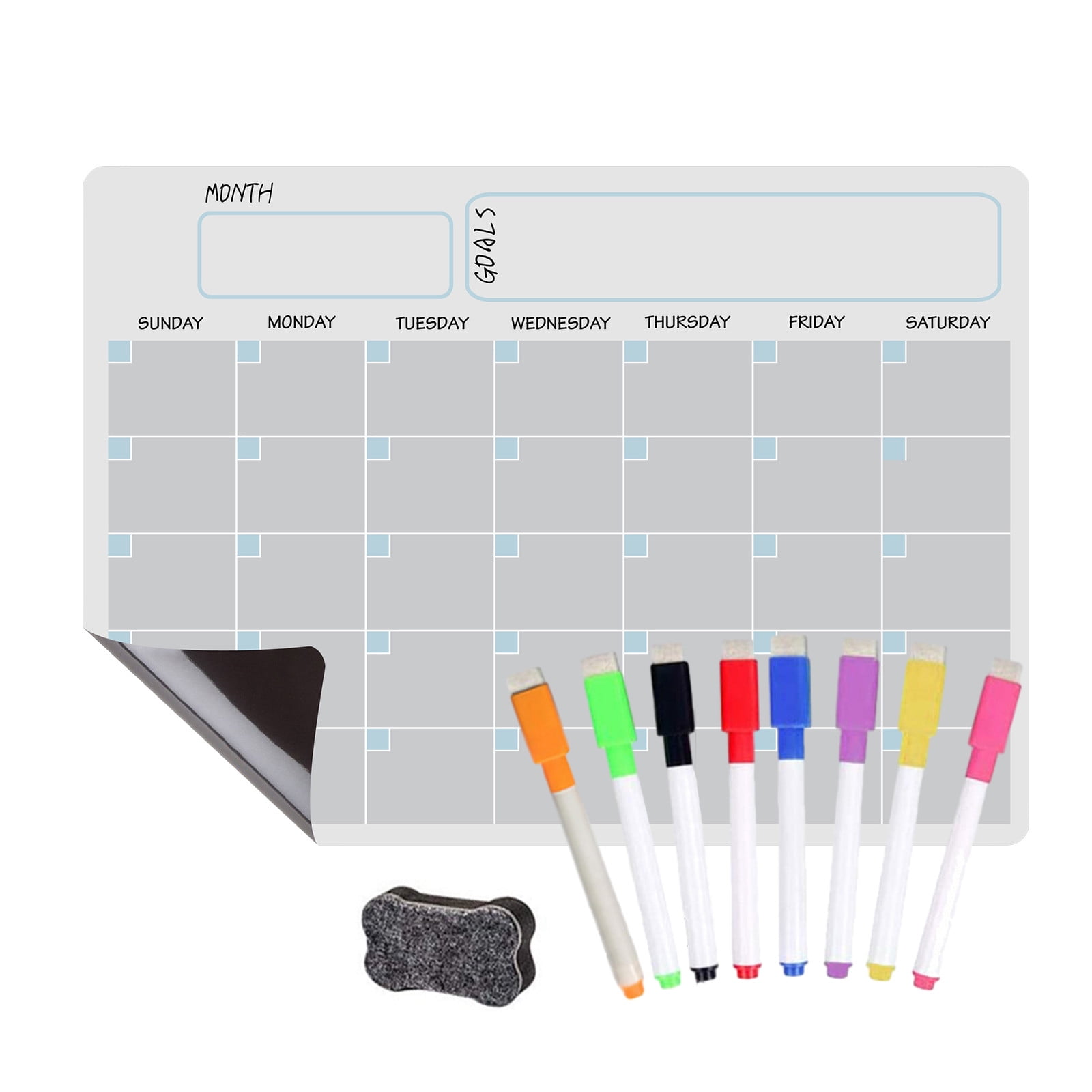 ddioayh 1PCS Magnetic Reusable Calendar Planner Set, Dry-Erase Board Refrigerator Magnets with Markers, Home Office Kitchen Organization Tools for Refrigerator Door Wall Planning