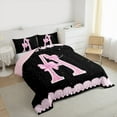 thumbnail image 3 of Manfei Letter A Monogrammed Bedding Comforter Set,Pink Bow Bowtie Twin Comforter Sets,Galaxy Starry Sky Bedding Set For Child,Microfiber Room Decorative Reversible,2-Piece, 3 of 8