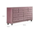 thumbnail image 5 of Benjara Zoha 59 Inch Wide Dresser Chest, 7 Drawer, Solid Wood, Pink Upholstery, 5 of 5