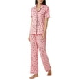 thumbnail image 2 of LANBAOSI Womens Pajama Set Short Sleeve Love Heart Print Comfy Button Down Shirt and Pants 2Pcs Sleepwear, Size L, 2 of 6