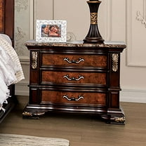 Furniture of America Fleura Traditional Adult 3-Drawer Nightstand, Dark Cherry and Oak