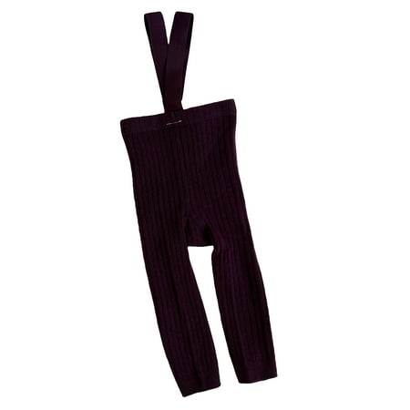 

QILINXUAN Toddler Girls Boys Strap Pants Baby Solid Color Knitted Ribbed Leggings Autumn Winter Warm Trousers