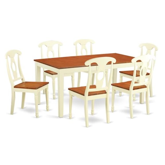 Dining Room Table Sets - Kitchen Table & 6 Chairs, Buttermilk & Cherry - 7 Piece