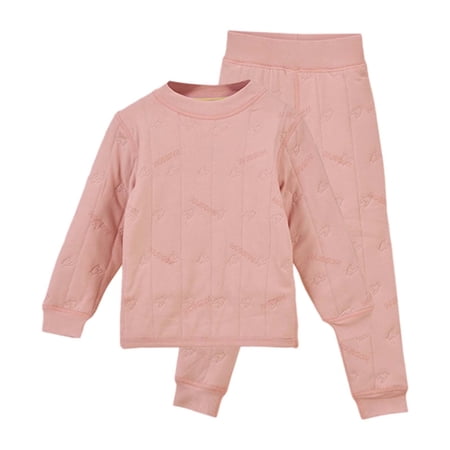 Liyamei Girls Thermal Underwear Winter Fleece Lined Warm Long Sleeve Top And Pants Comfy Loungewear For Cold Weather Indoor Outdoor Activities Girls Casual Sets Size Pink 4-5 Years