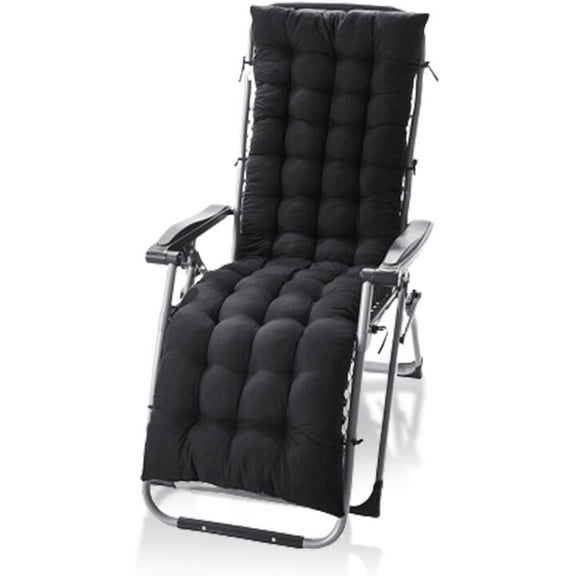 WSYW 61in Patio Lounger Cushion Thicker Padded Chaise Rocking Bench Cushion for Outdoor Indoor Home Black