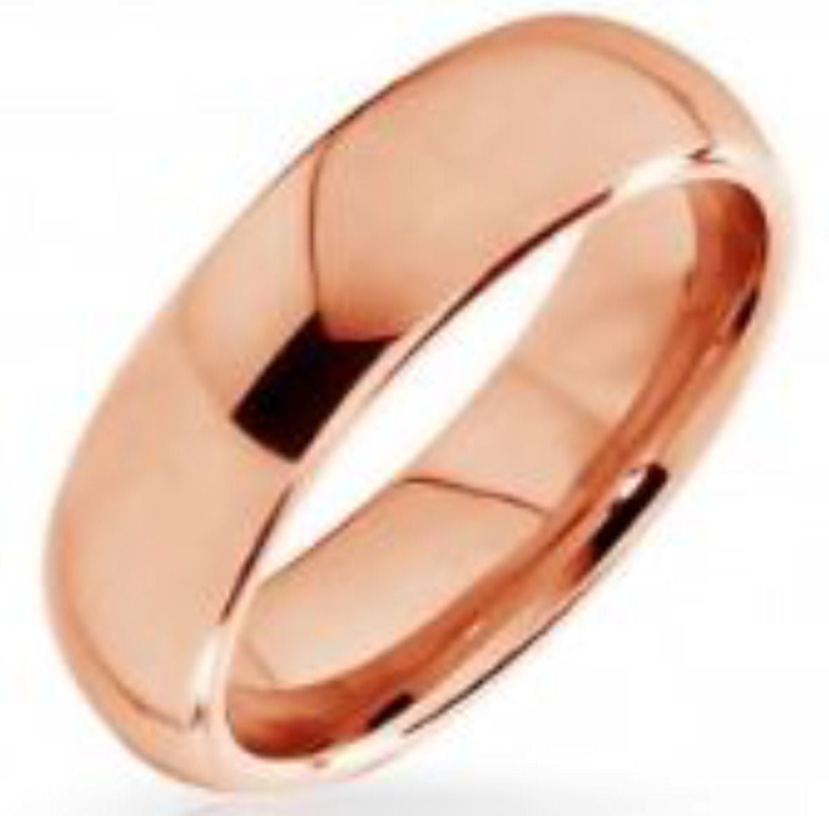 6mm Classic High Polished Tungsten Carbide Ring 14K Rose Gold Half Round Comfor Fit Wedding Band
