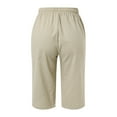 thumbnail image 5 of Ediodpoh Womens Pants Fashion Solid Large Pocket Elastic Casual Cropped Pants 5/7 Shorts with Pockets Light Khaki L, 5 of 7