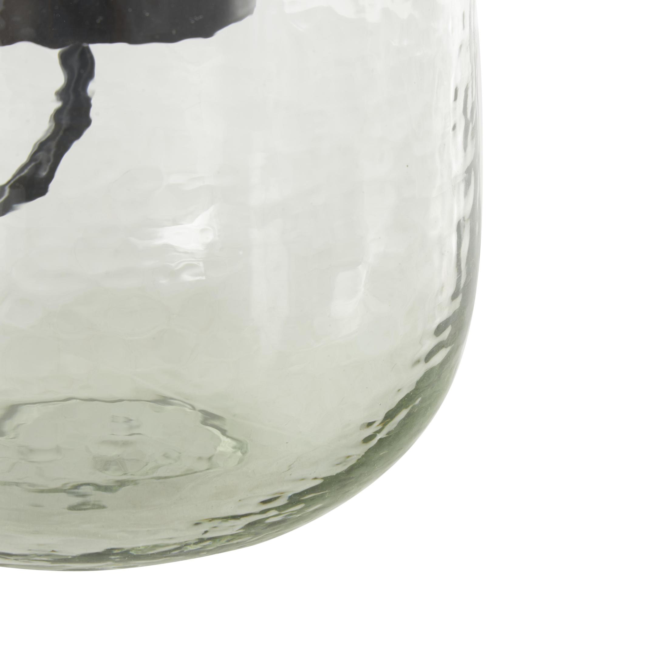 DecMode Glass Candle Holder with Black Metal Accents