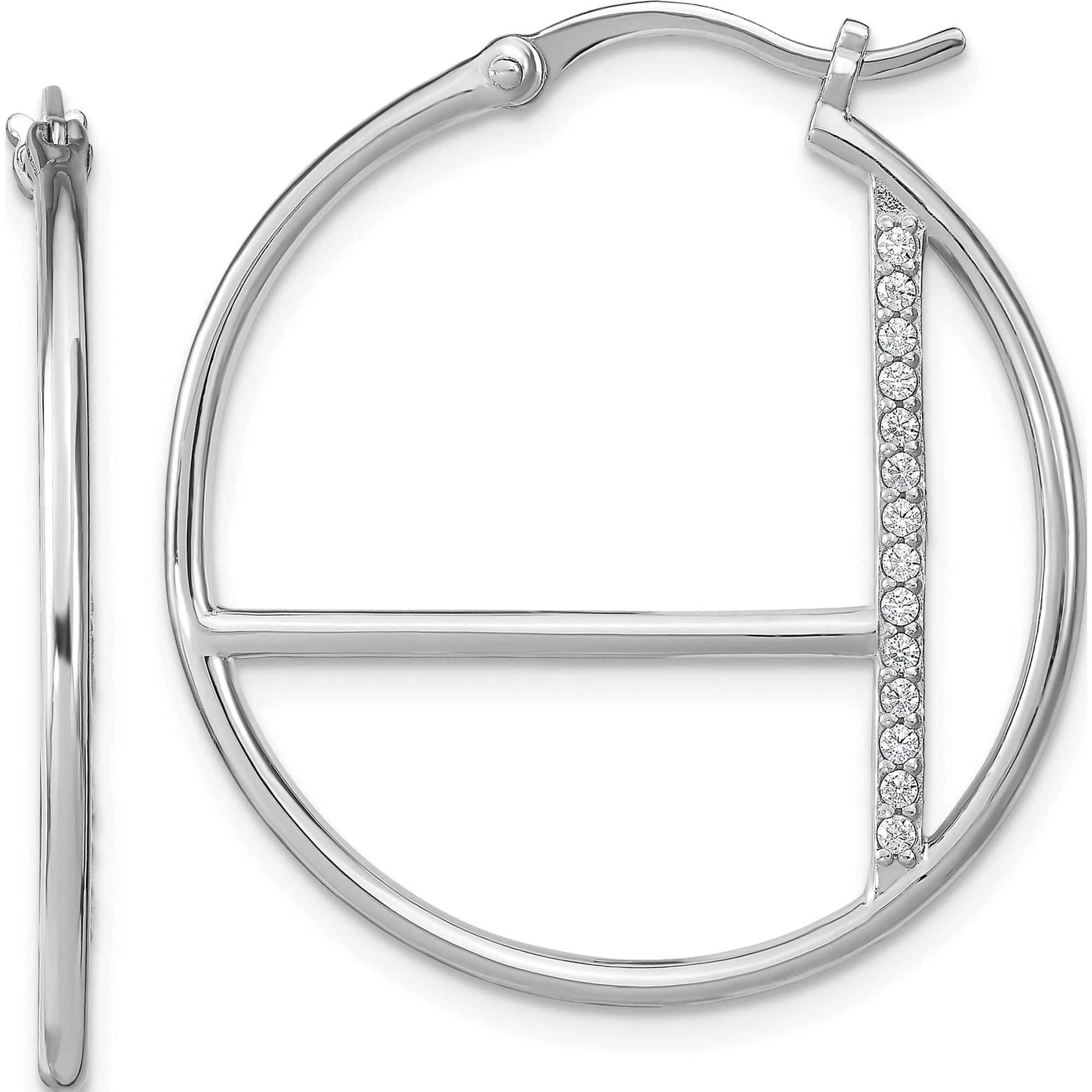 Jewelry by Sweet Pea Sterling Silver Rhodium-plated CZ Hoop Earrings