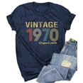 thumbnail image 2 of Trendfront Womens Vintage 1970 T Shirts Letter Graphic V Neck Casual Short Sleeve Loose Fit Tops Trendy Fashion Tee Pullover Daily Wear, 2 of 7