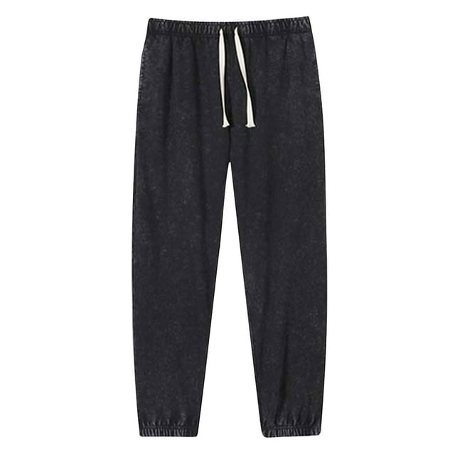 WRKEKC Casual Pants for Men Stylish Washed Solid Color Drawstring Elastic Waist Pocket Long Pants for Daily Casual Outings Office Lounge Comfortable All-Day Wear