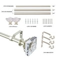 thumbnail image 4 of 2 Packs Curtain Rod Adjustable Window Drapery Rods with clear acrylic plexiglass square finials, 3piece brackets, hardware kits. Champagne 48-86 inches., 4 of 6