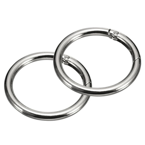 Round Spring O Rings, 2Pcs 1.85 Inch OD Trigger Buckle Snap Clips for Bags, Purses, Keyrings, Silver Tone