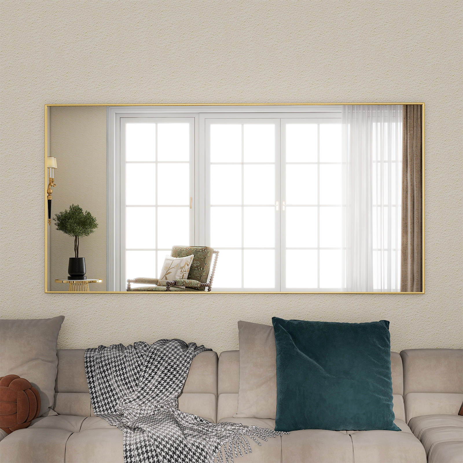 BEAUTYPEAK 76"x34" Full Length Mirror Rectangle Floor Mirrors for Standing Leaning or Hanging, Gold - image 3 of 6