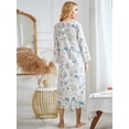thumbnail image 5 of Nightgowns for Women Deep V Neck Comfy Sleepwear Loungewear,Floral Print House Dresses Long Sleeve Sleep Dress Nightshirt Sleepwear,Full-Length Asymmetric Plus Size Pajama Dress,S-2XL White Floral, 5 of 7