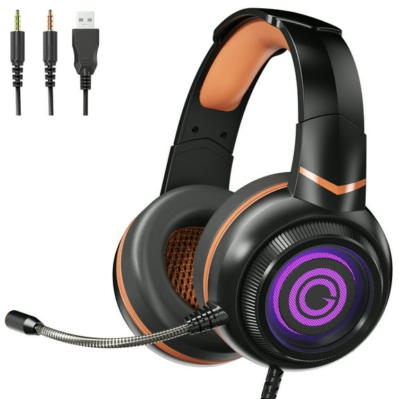 Cshidworld Gaming Headsets, Headphones for Ps4, Ps5, Xbox Headset with 7.1 Surround Sound, with Noise Cancelling Mic RGB Light, Over Ear Headphones for Xbox Series X/S, Switch